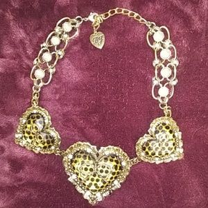 Betsy Johnson heart leopard choker